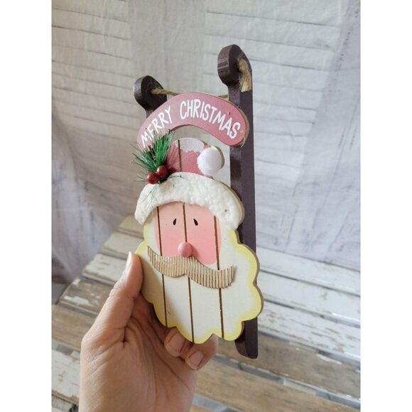 Santa sled toboggan Xmas ornament decor tree home - Picture 1 of 7